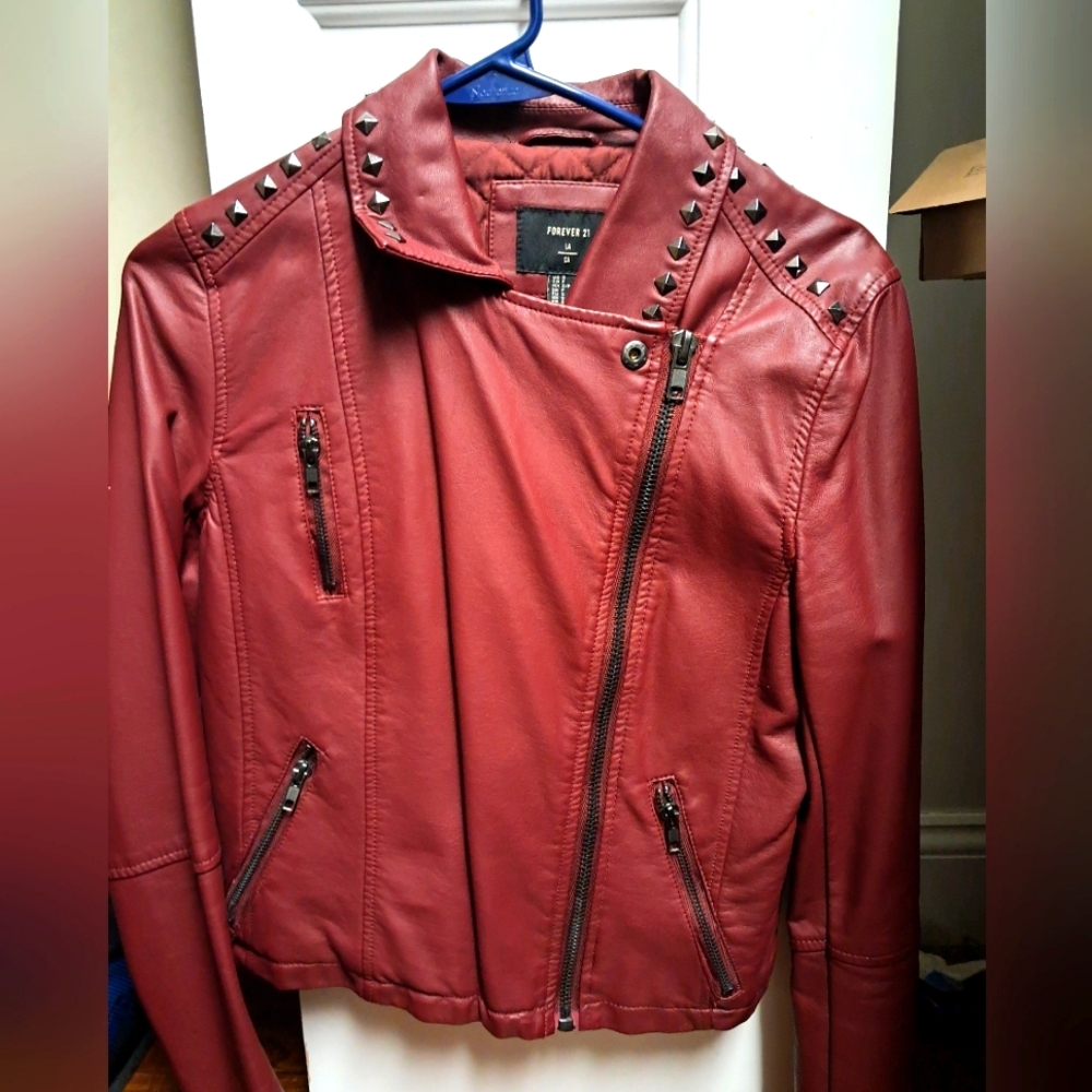 Forever 21 Women's Red Studded Jacket